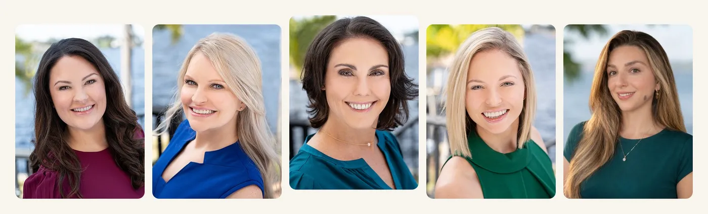 The five providers of Dermatology and Skin Cancer Center: Jennifer L. Henderson Brinckerhoff PA-C, Grace A. Mazzarella APRN-C, Jeannette Hudgens MD, Madison Lynne Vasmout PA-C, and Anam Jaffar PA-C